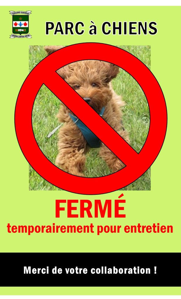 parc à chien fermé (affiche)