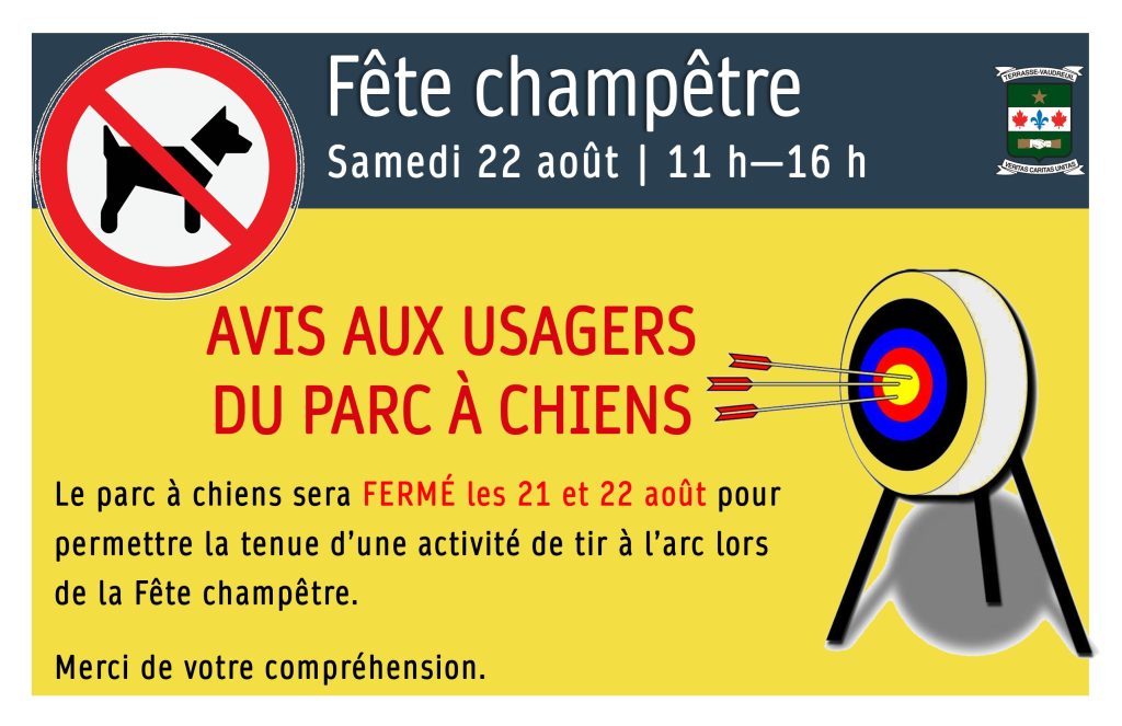 parc à chiens fermé 21 22 août